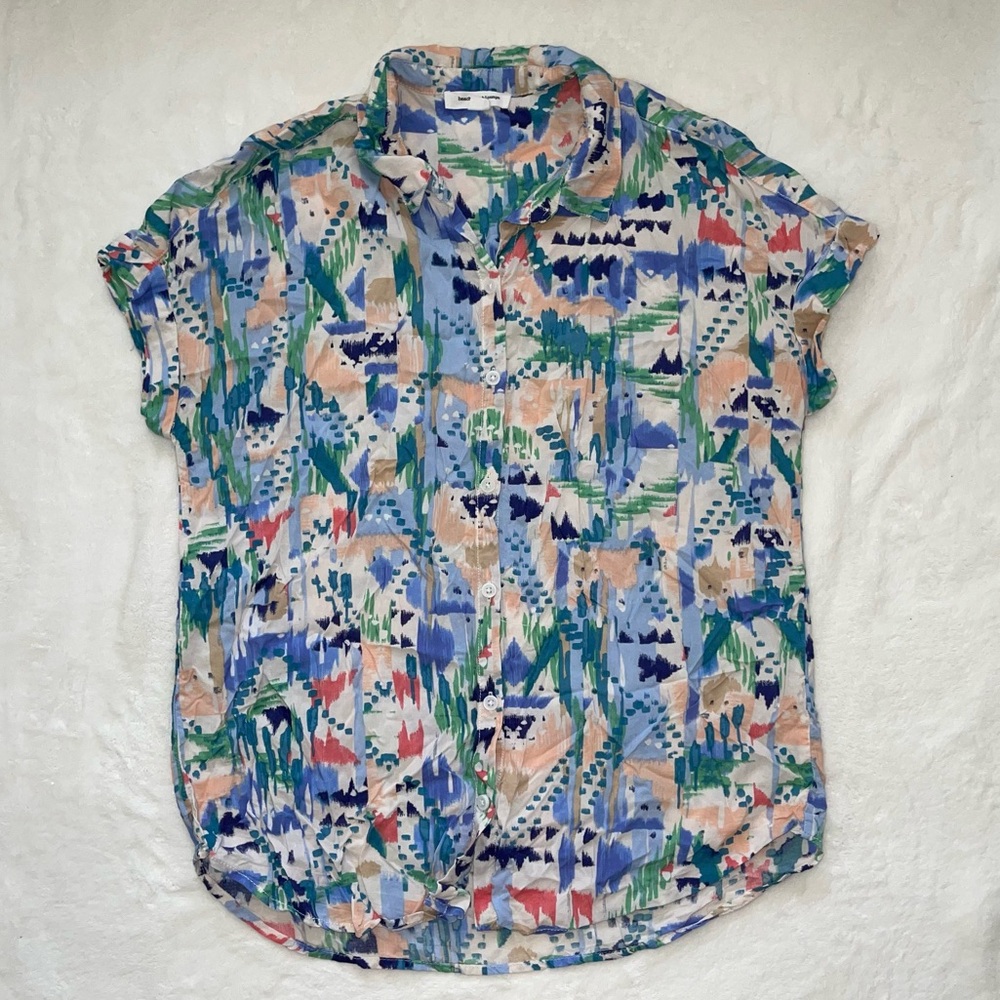Beachlunchlounge Multicolor Abstract Button Down … - image 1